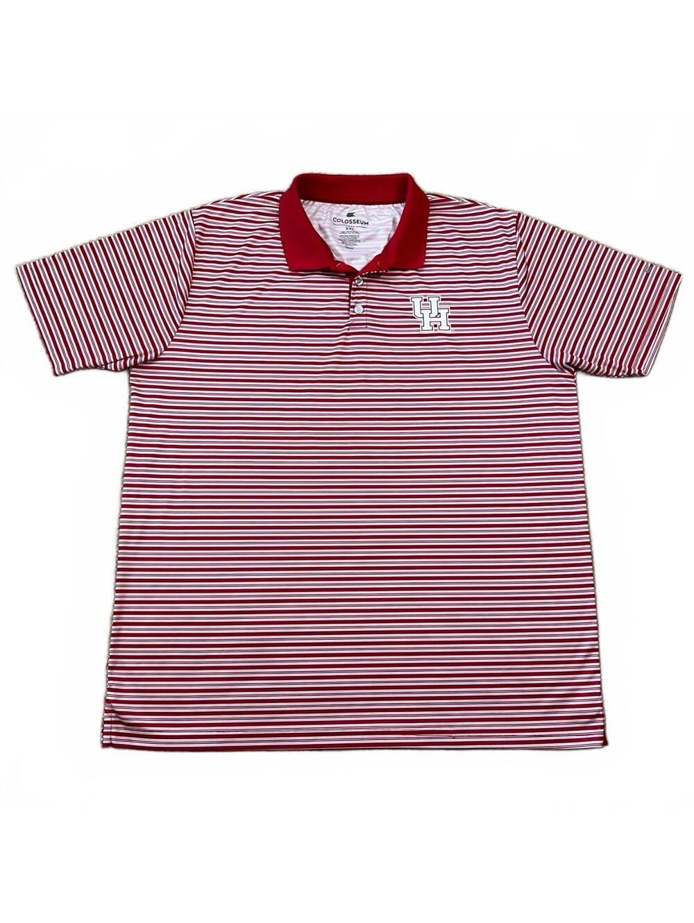University Of Houston Cougars Colosseum Mens Polo Shirt Red Striped Size XXL